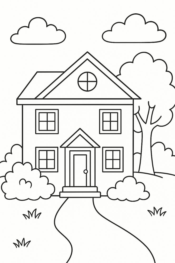 tranh ngôi nhà tô màu