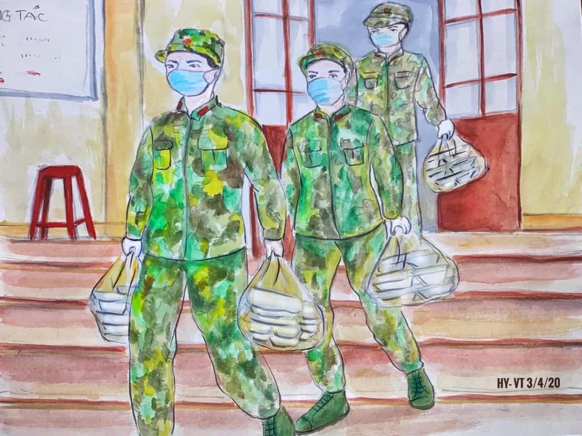 vẽ chú tranh bộ đội