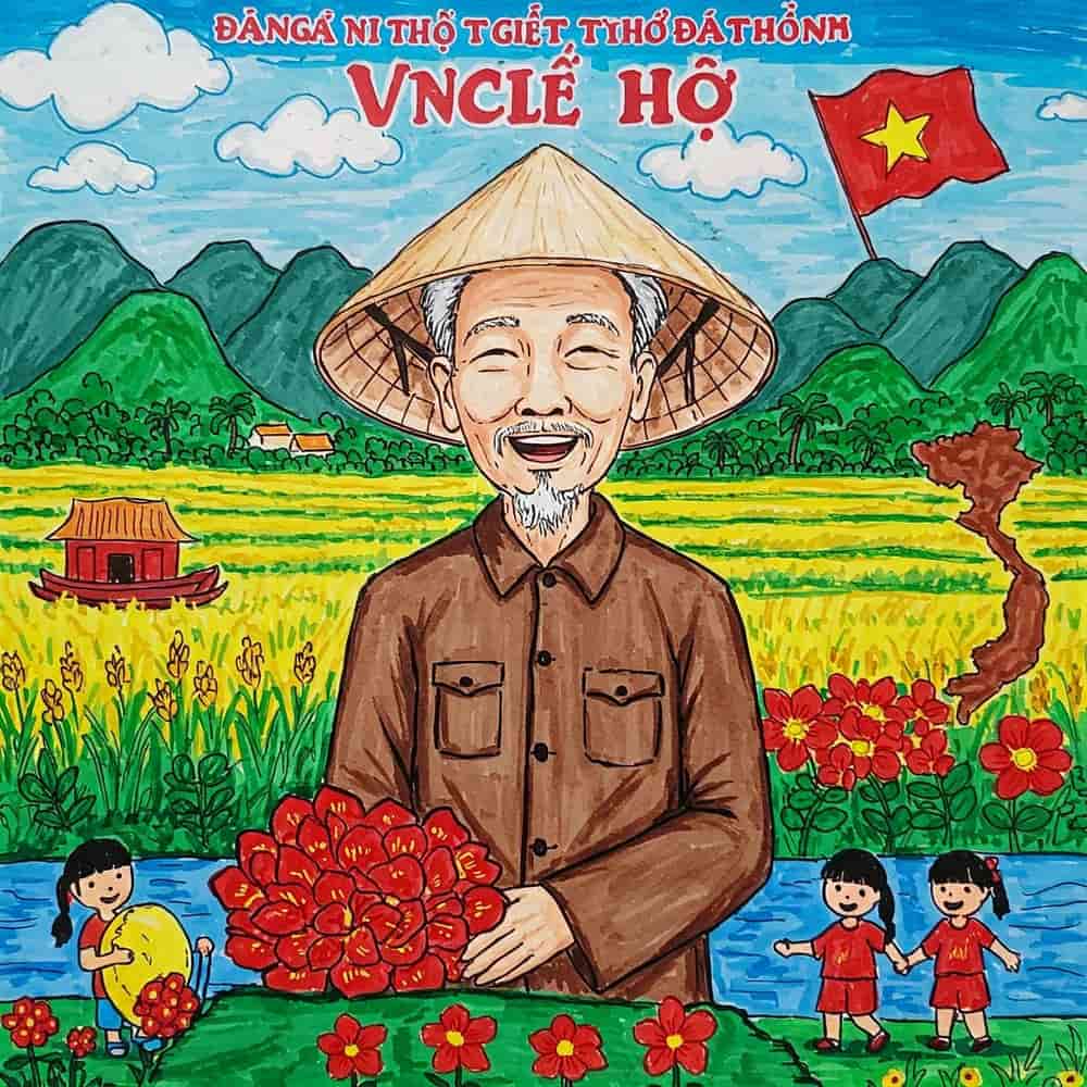 vẽ tranh bác hồ đẹp