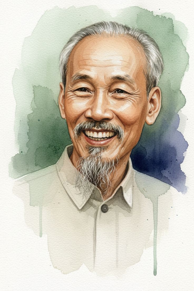 vẽ tranh bác hồ gần