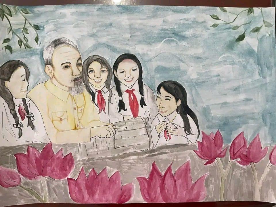vẽ tranh bác hồ lớn