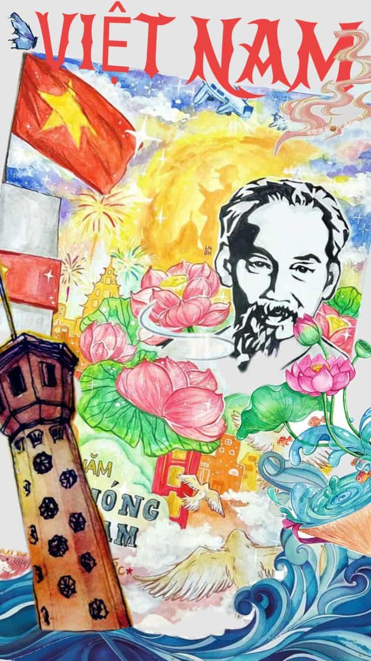 vẽ tranh bác hồ yêu