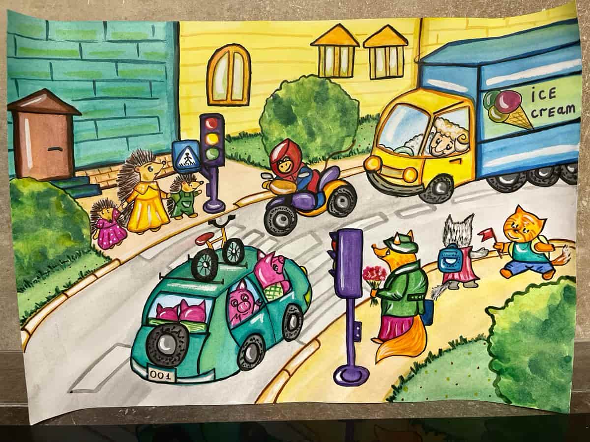 vẽ tranh giao thông an