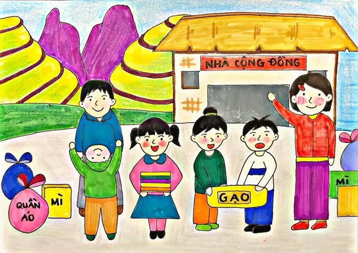 vẽ tranh từ thiện xây nhà công