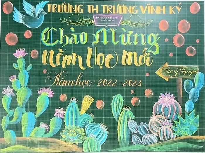 trang trí bảng khai giảng