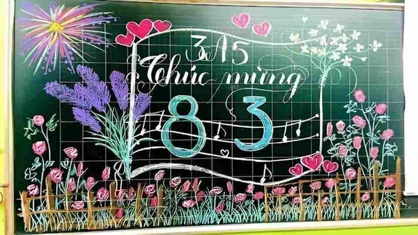 trang trí bảng ngày 8 3 đẹp