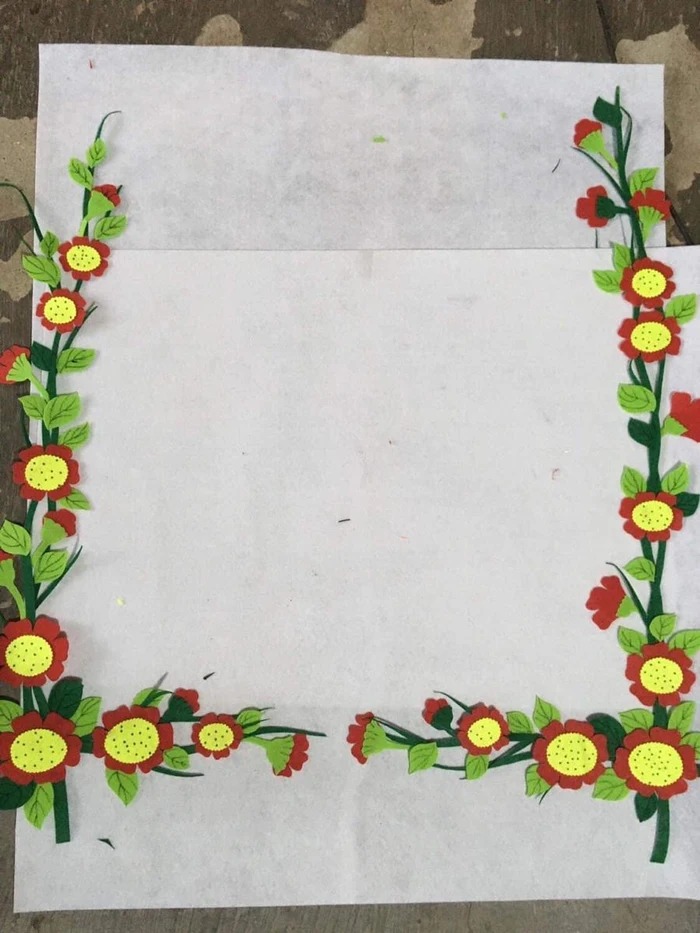 vẽ viền hoa giấy a4