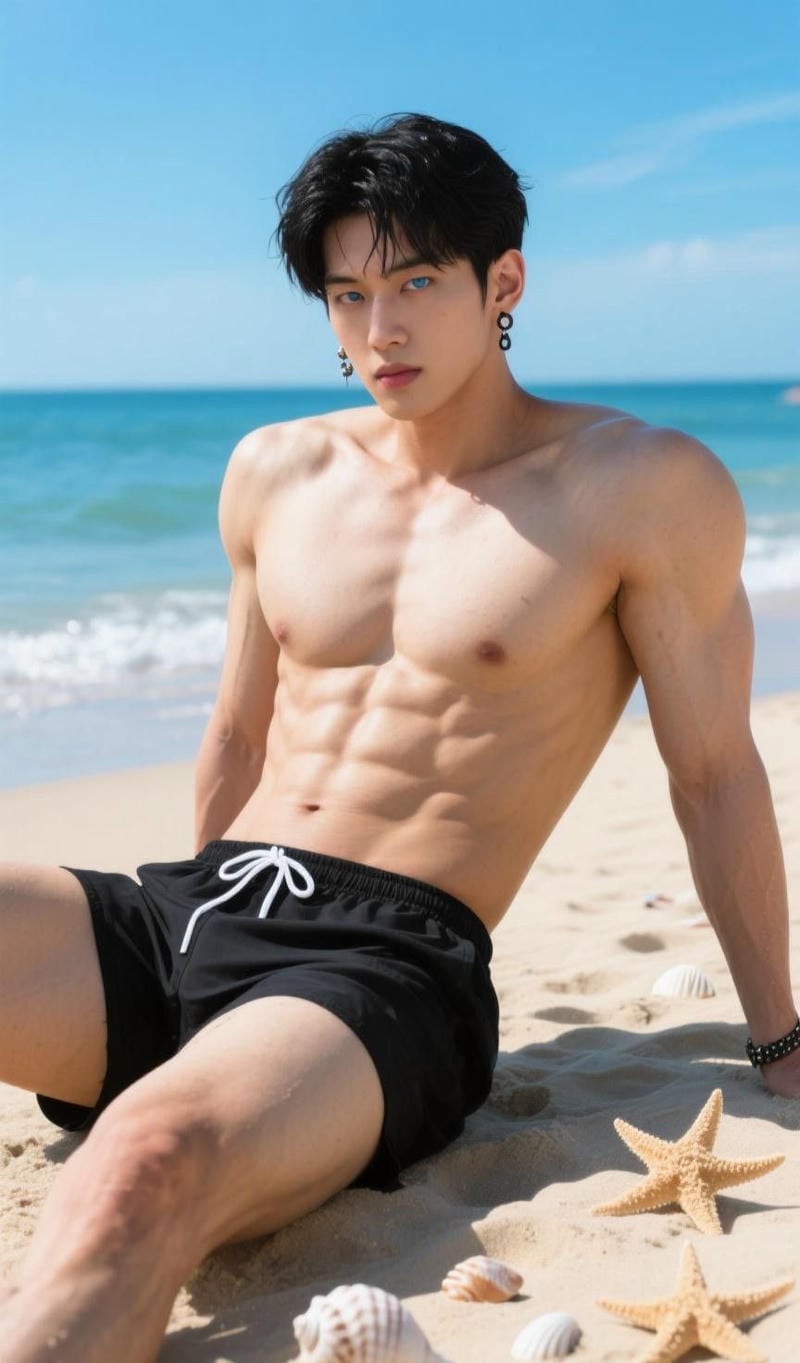 ảnh trai đẹp 6 múi săn đi biển