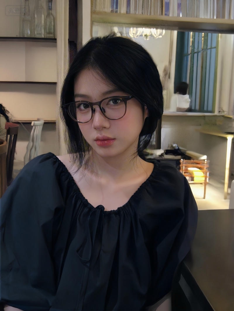 gái đeo kính tóc ngắn