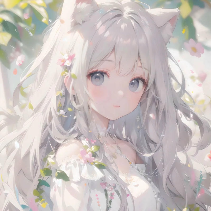 gái xinh anime tóc trắng