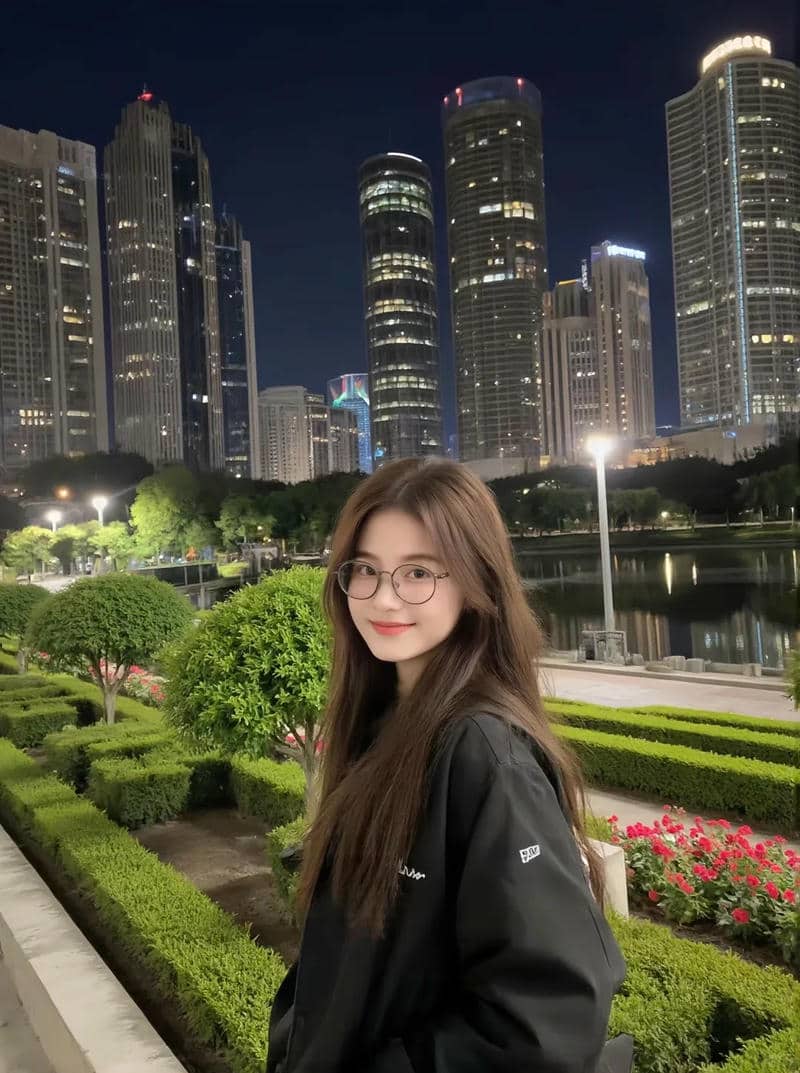 gái xinh đeo kính cười