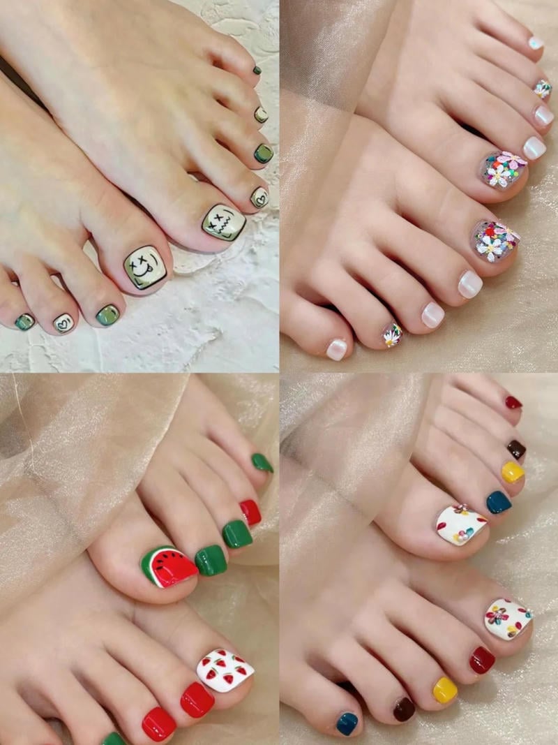 mẫu móng chân nhiều màu
