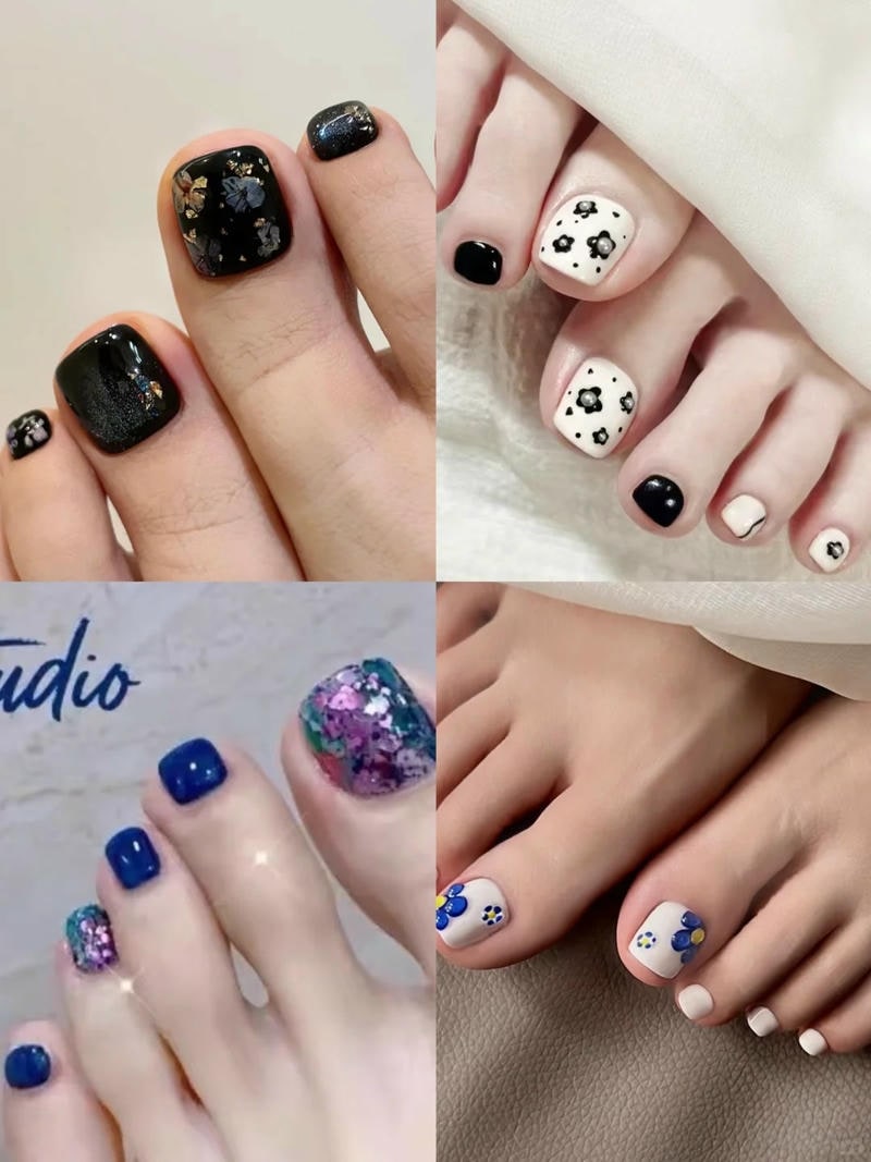 mẫu nail chân trung tuổi