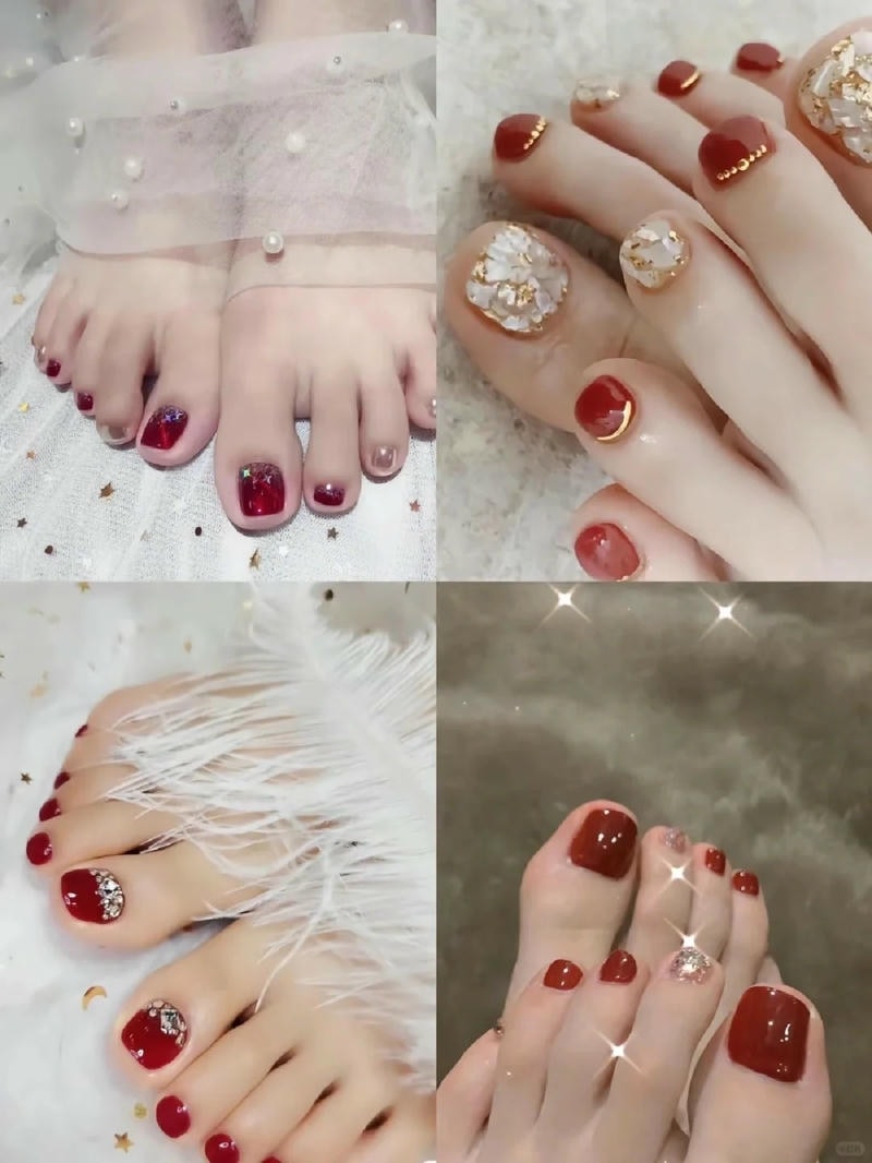 nail chân charm lấp lánh