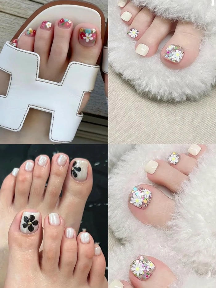 nail chân đi biển màu pastel