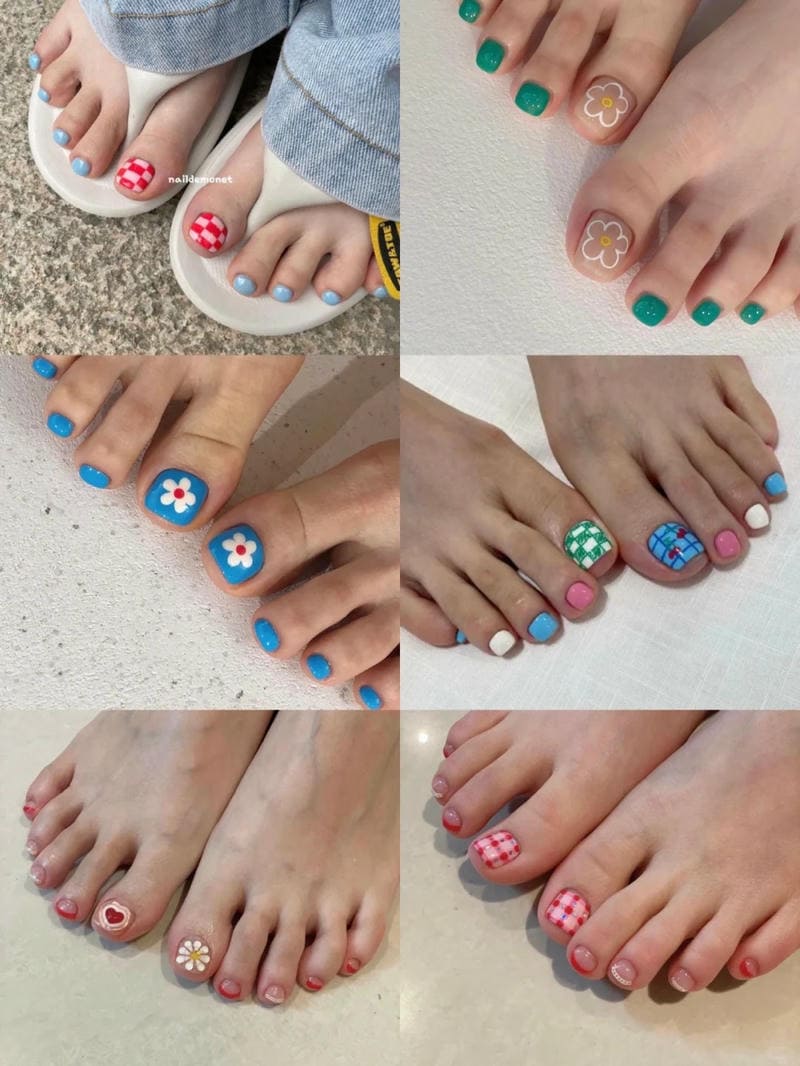 nail chân kẻ caro