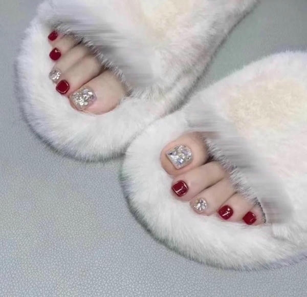 nail chân lấp lánh kim tuyến