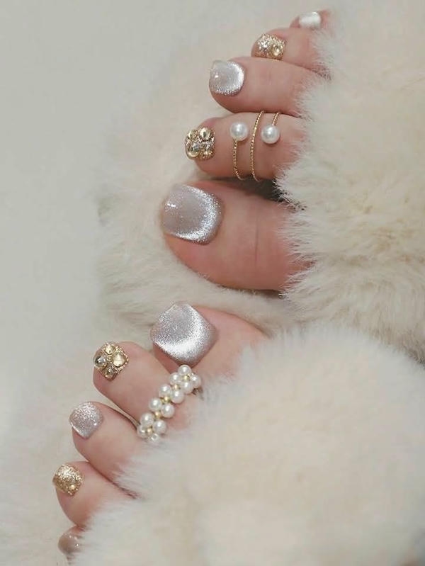 nail chân lấp lánh ombre