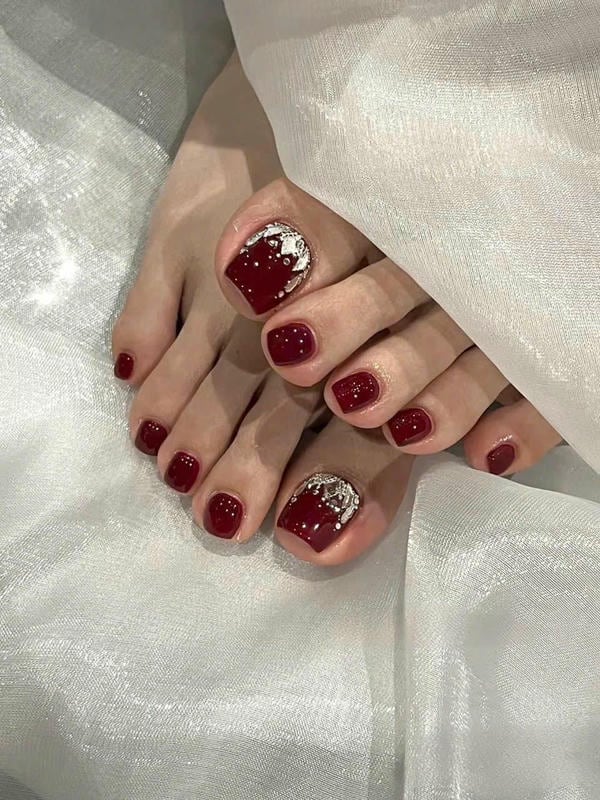 nail chân lấp lánh sang chảnh