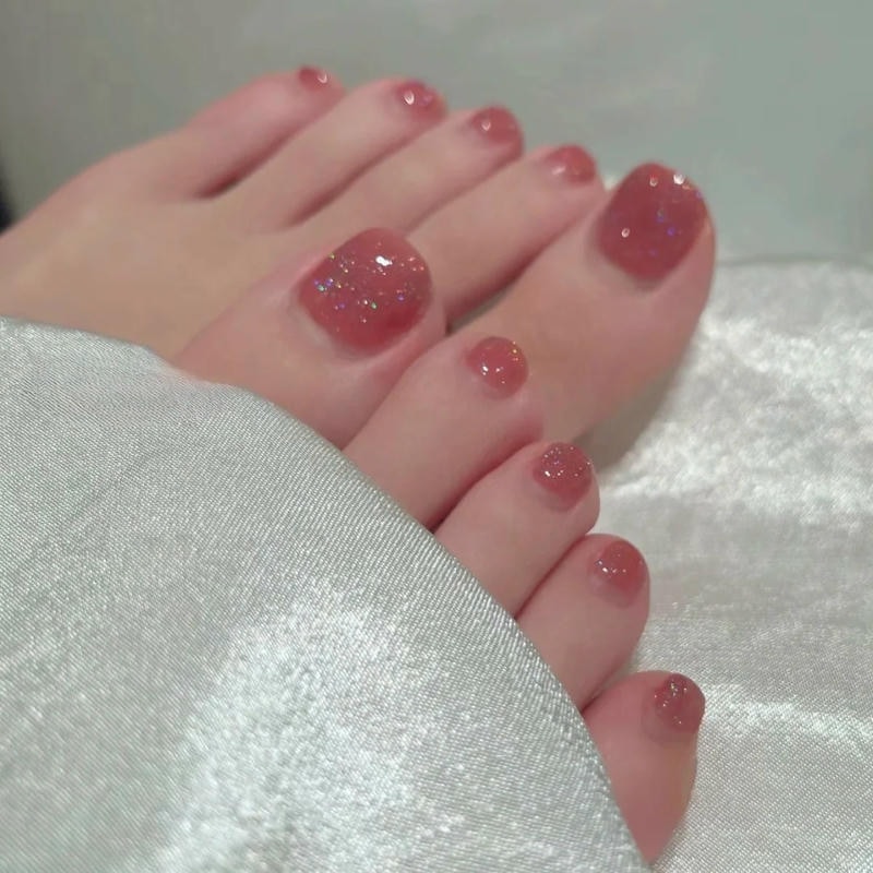 nail chân màu nude phong cách Hàn Quốc
