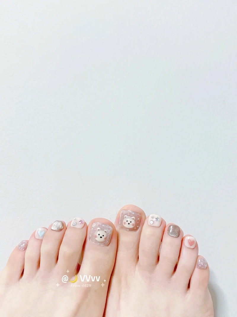 nail chân ngắn nhẹ nhàng nữ tính