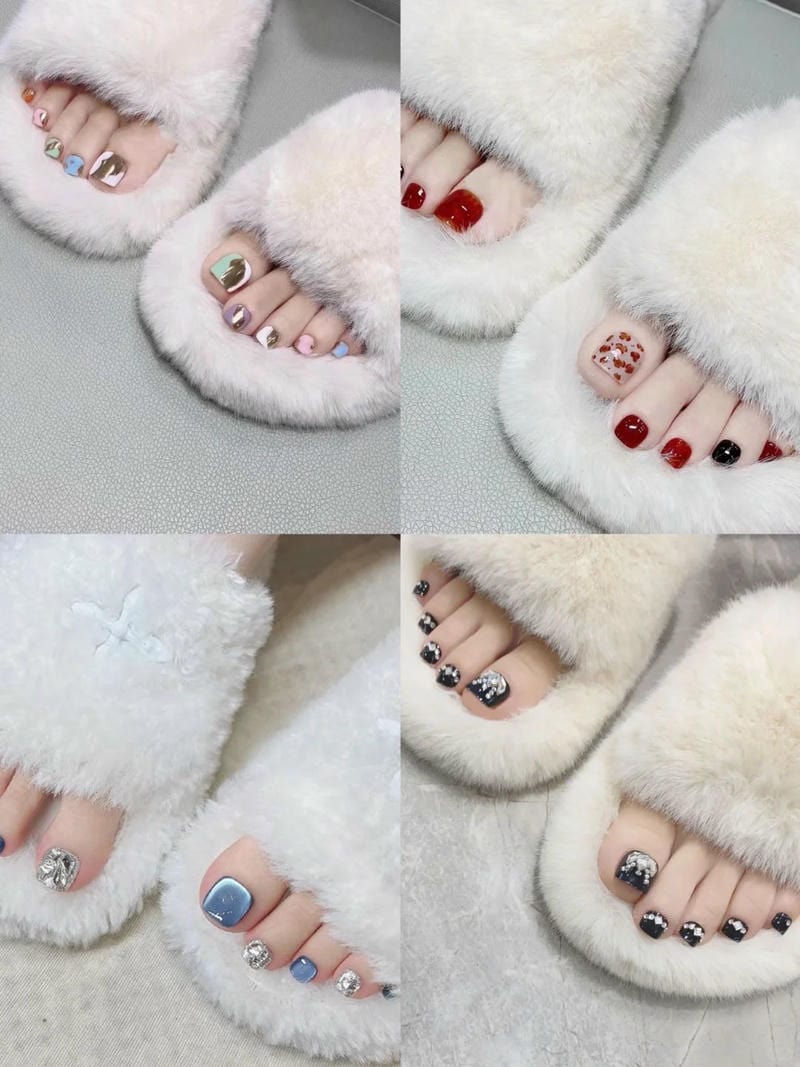 nail chân trung tuổi màu đỏ