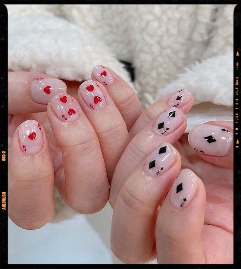 nail tay bộ bài dự tiệc
