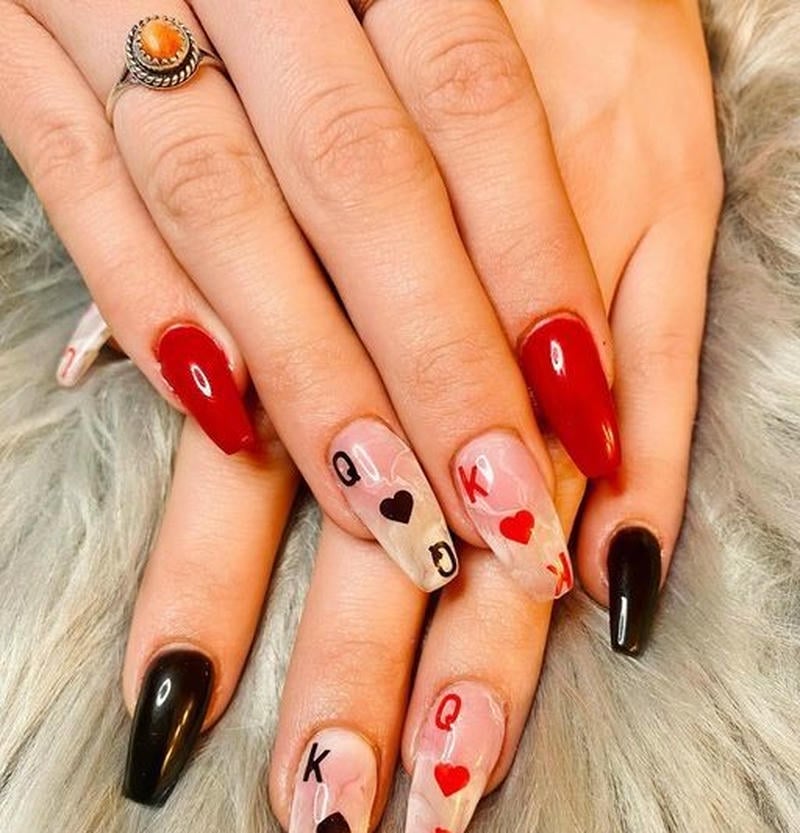 nail tay bộ bài sáng tạo
