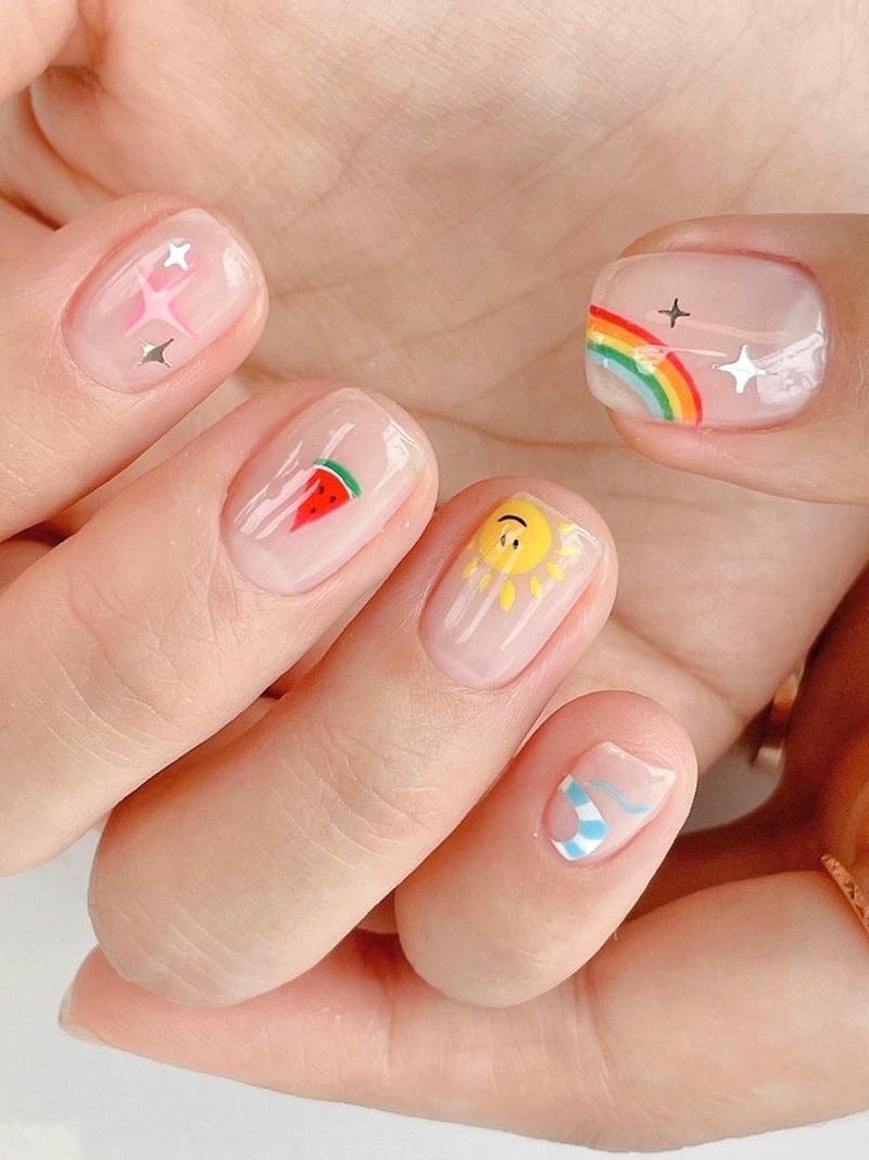 nail tay cầu vồng cực lung linh