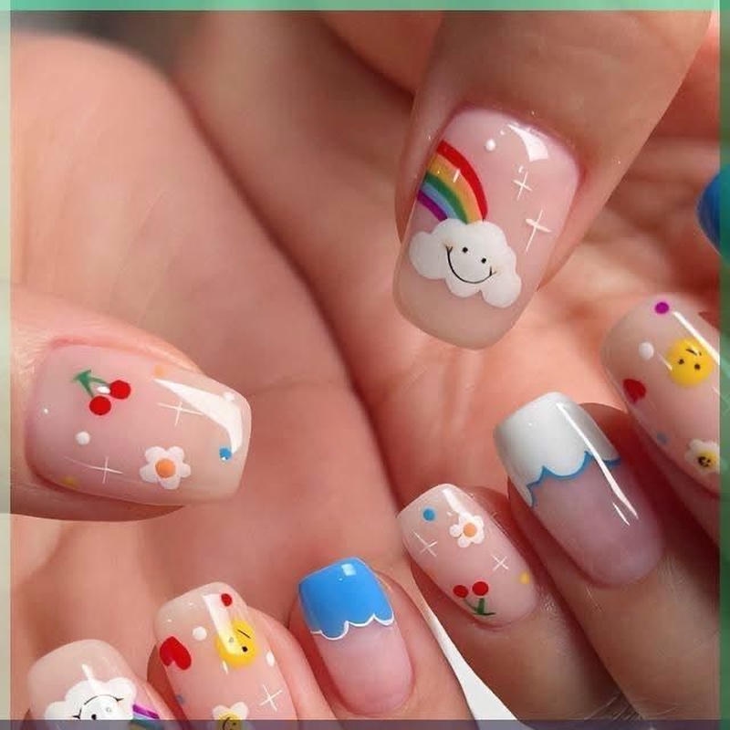 nail tay cầu vồng dễ thương