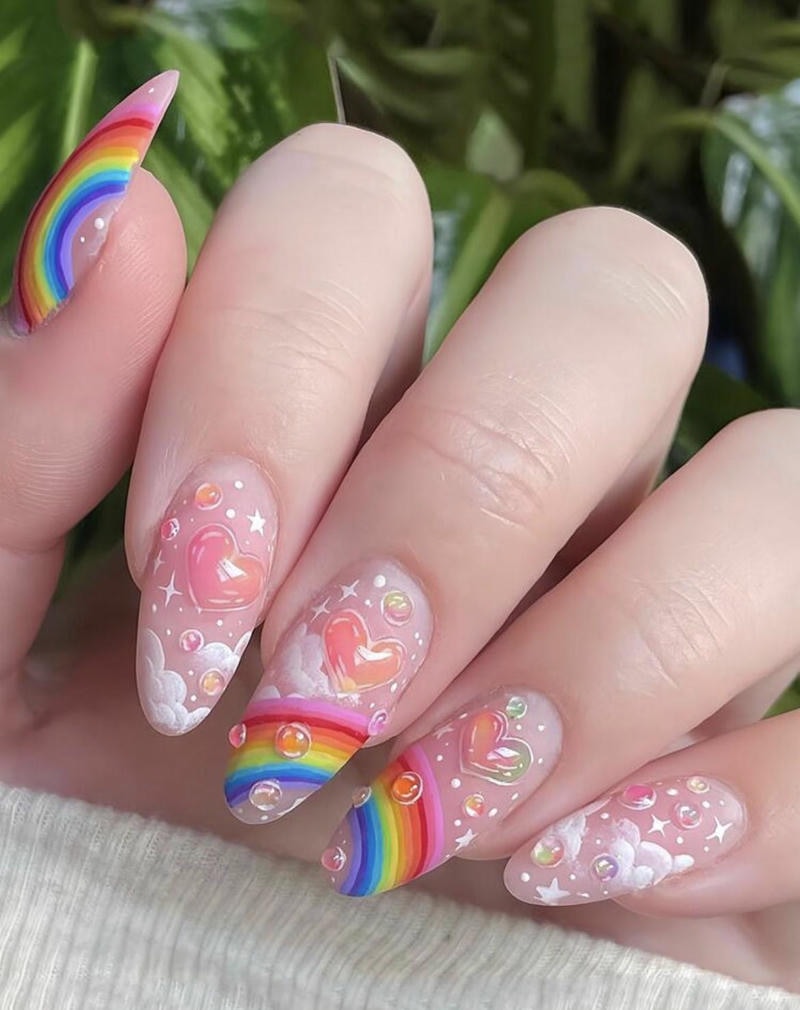 nail tay cầu vồng hot trend