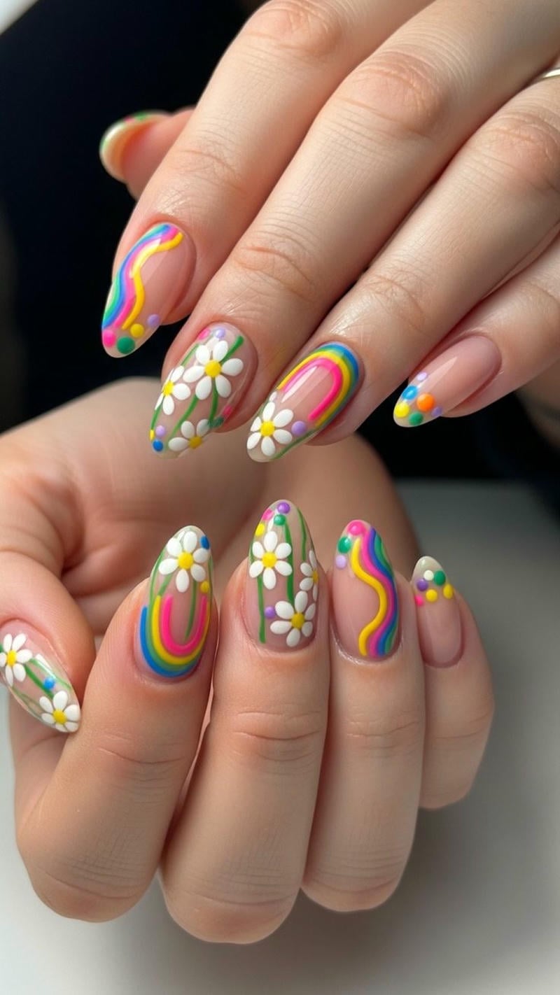 nail tay cầu vồng nghệ thuật