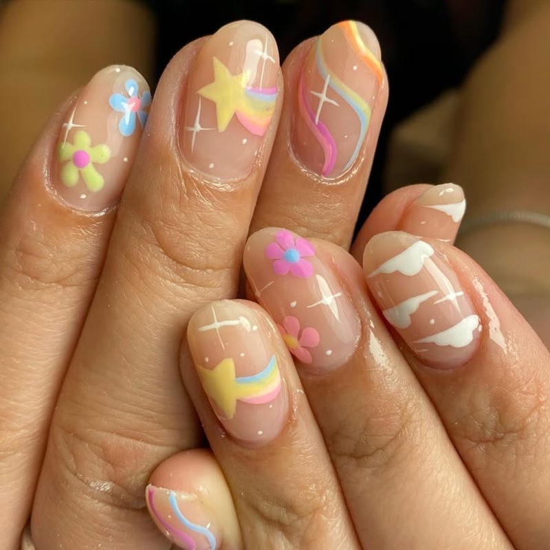 nail tay cầu vồng ombre