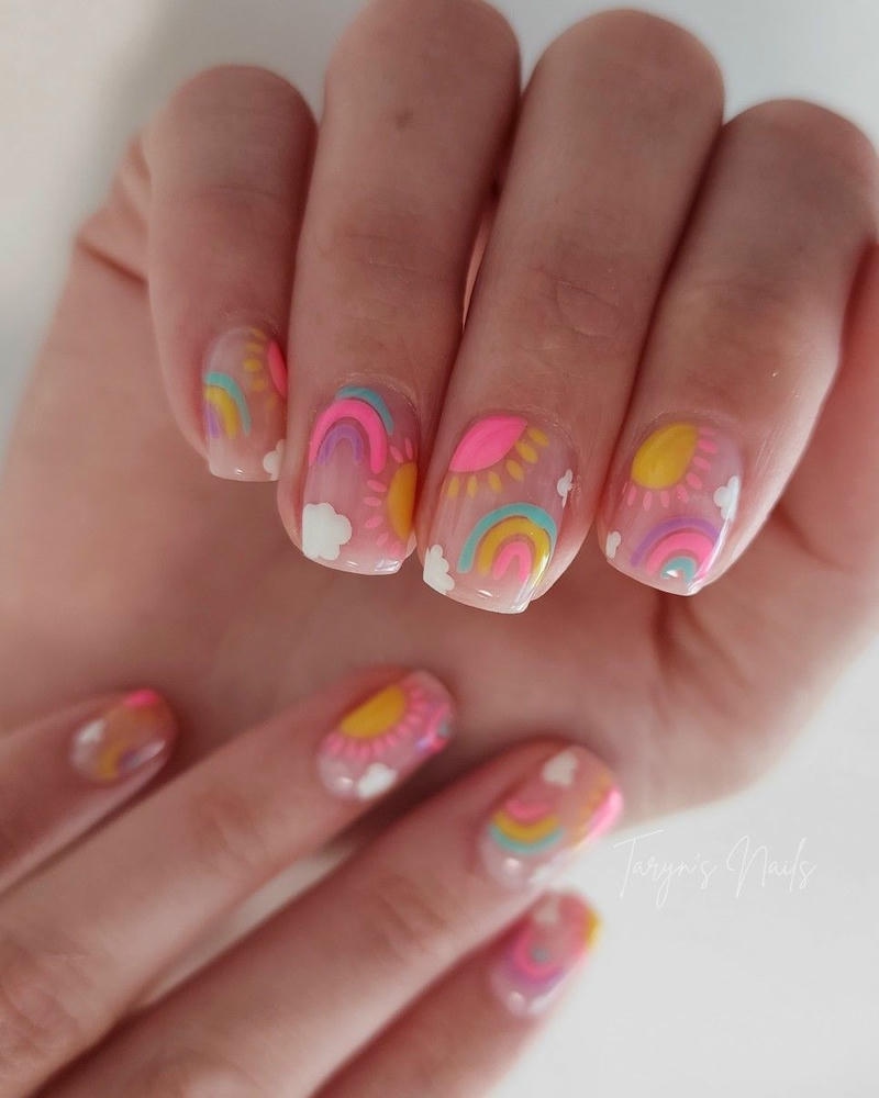 nail tay cầu vồng sang chảnh