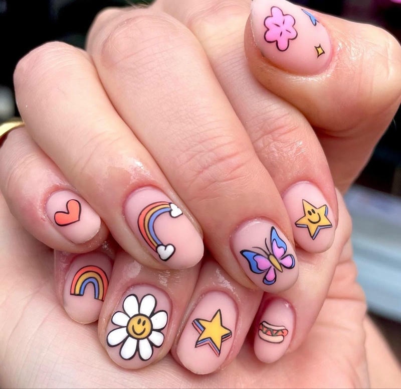 nail tay cầu vồng siêu xinh