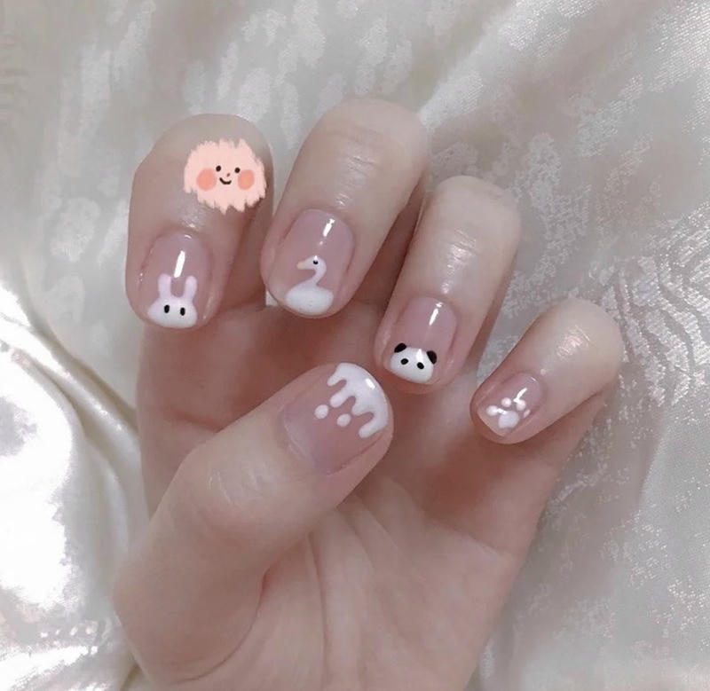 nail tay hình con vật cực xinh