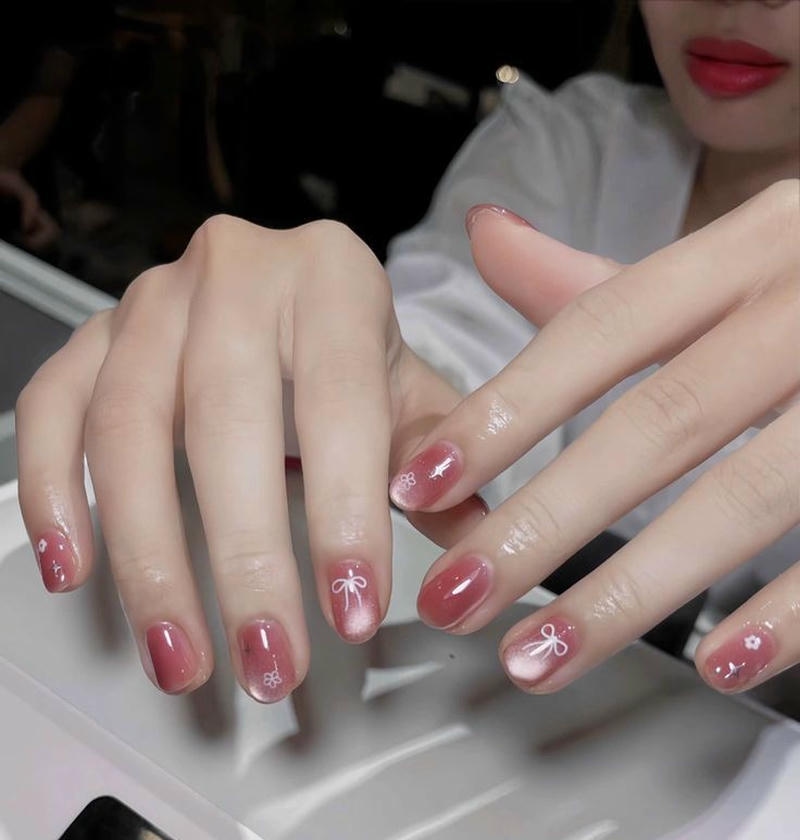 nail tay mắt mèo loang màu