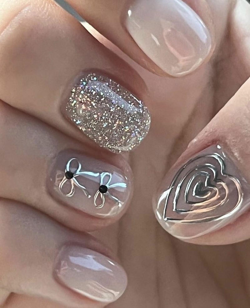 nail tay màu bạc cực chất