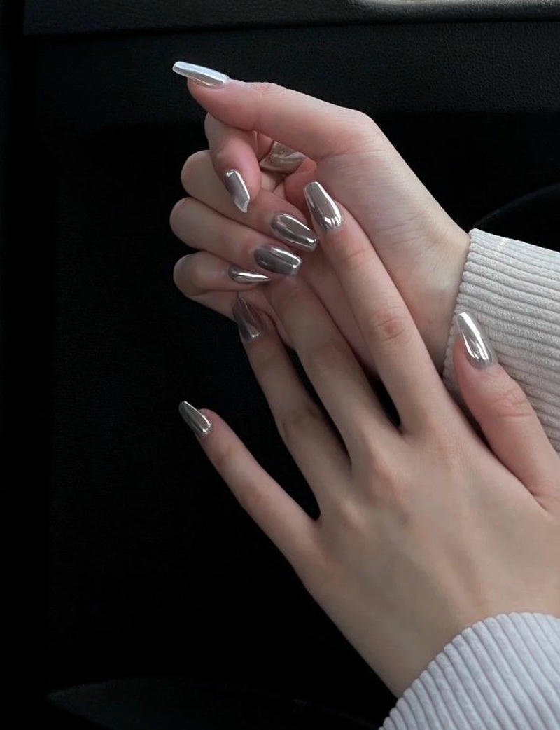 nail tay màu bạc cực hot