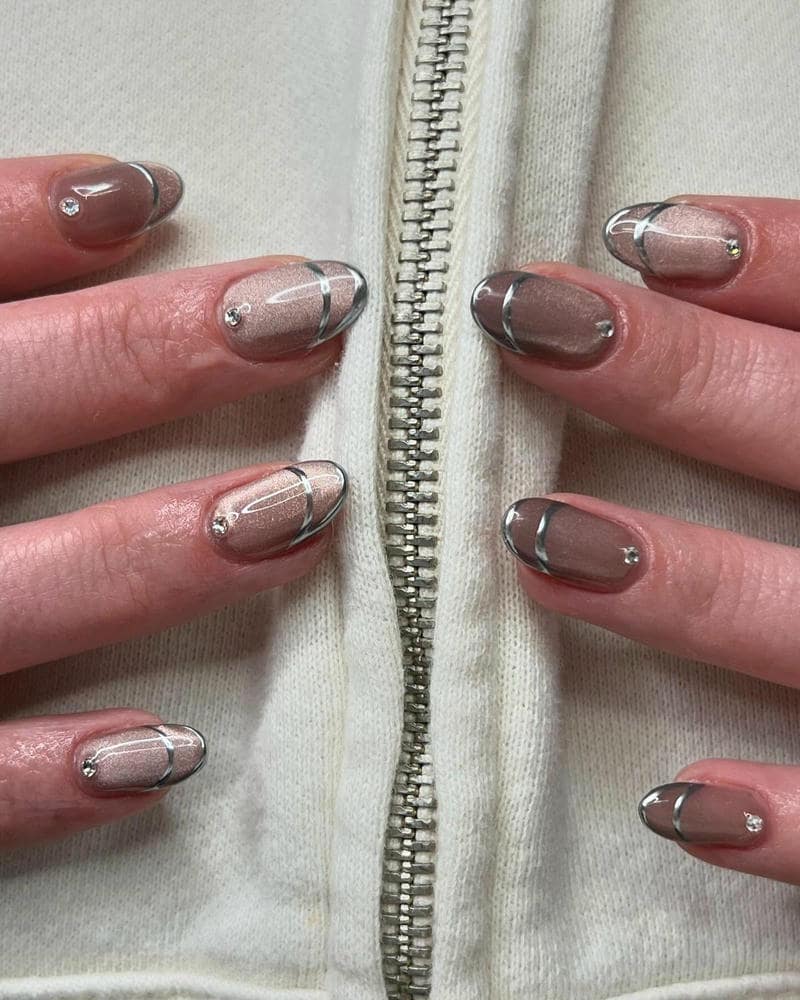 nail tay màu bạc cực xinh