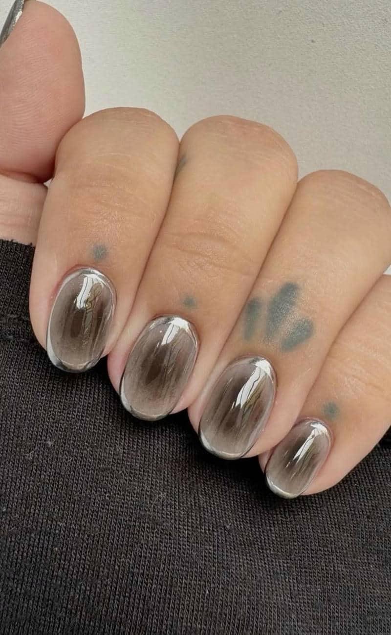 nail tay màu bạc hàng ngày