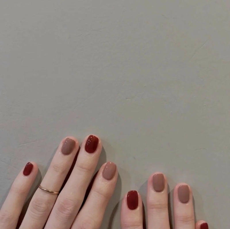 nail tay màu nâu cá tính