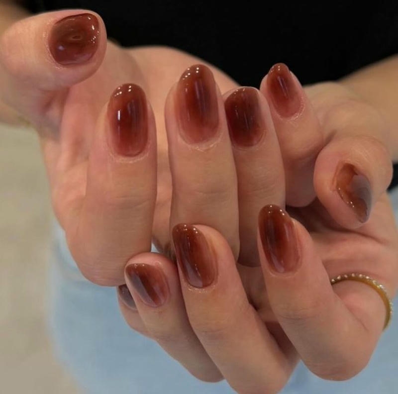 nail tay màu nâu chocolate