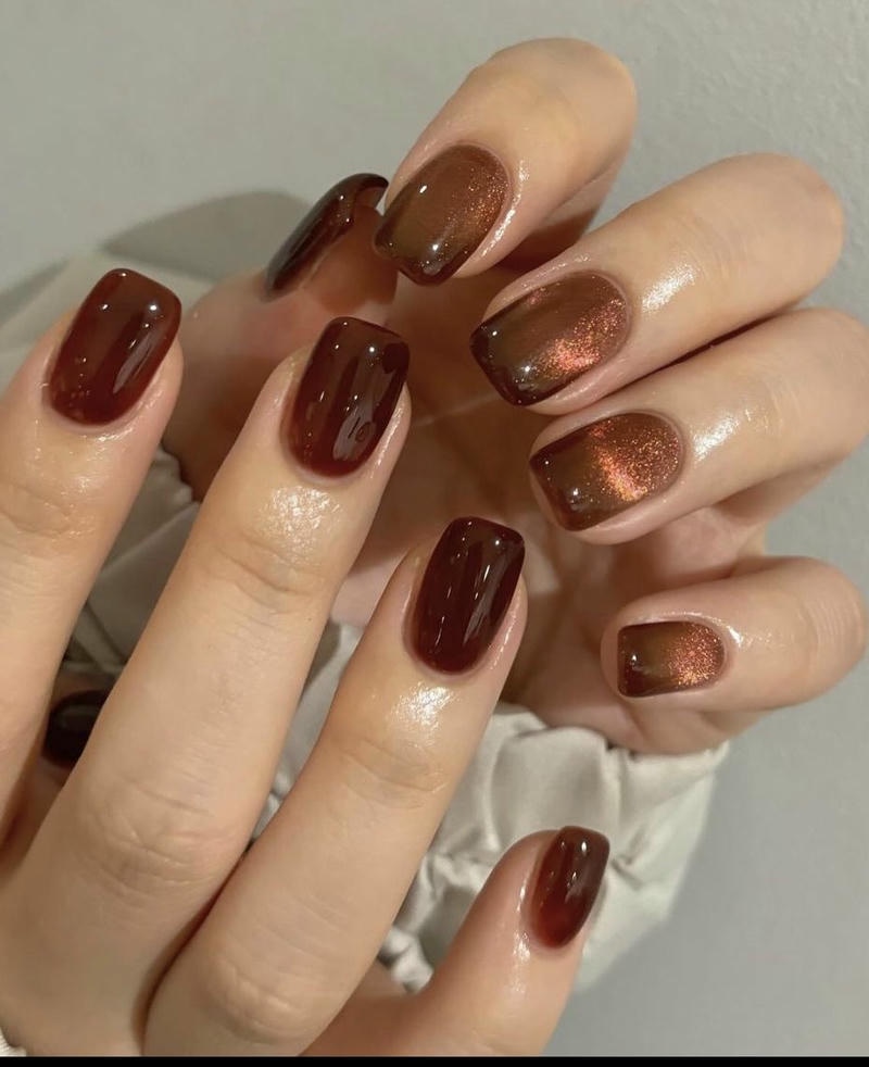 nail tay màu nâu cực hot trend