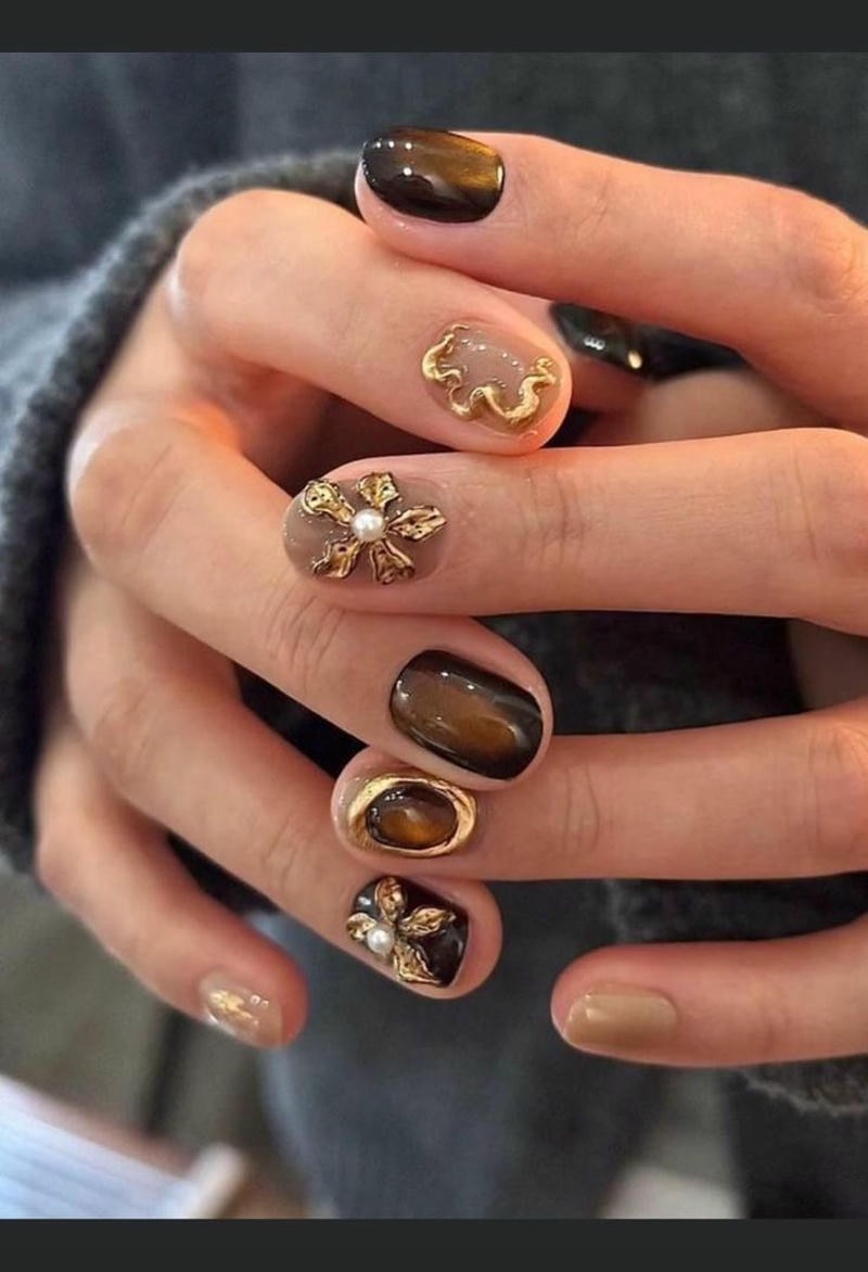 nail tay màu nâu mới nhất