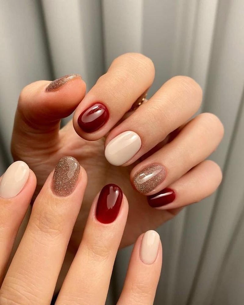 nail tay màu nâu ombre