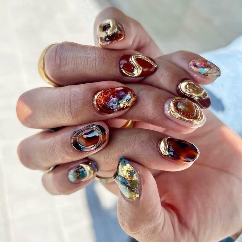 nail tay màu nâu tây