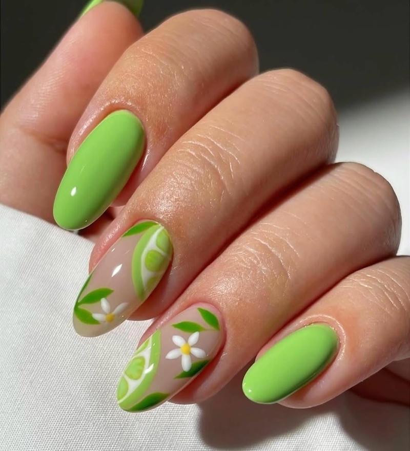 nail tay màu xanh lá cá tính