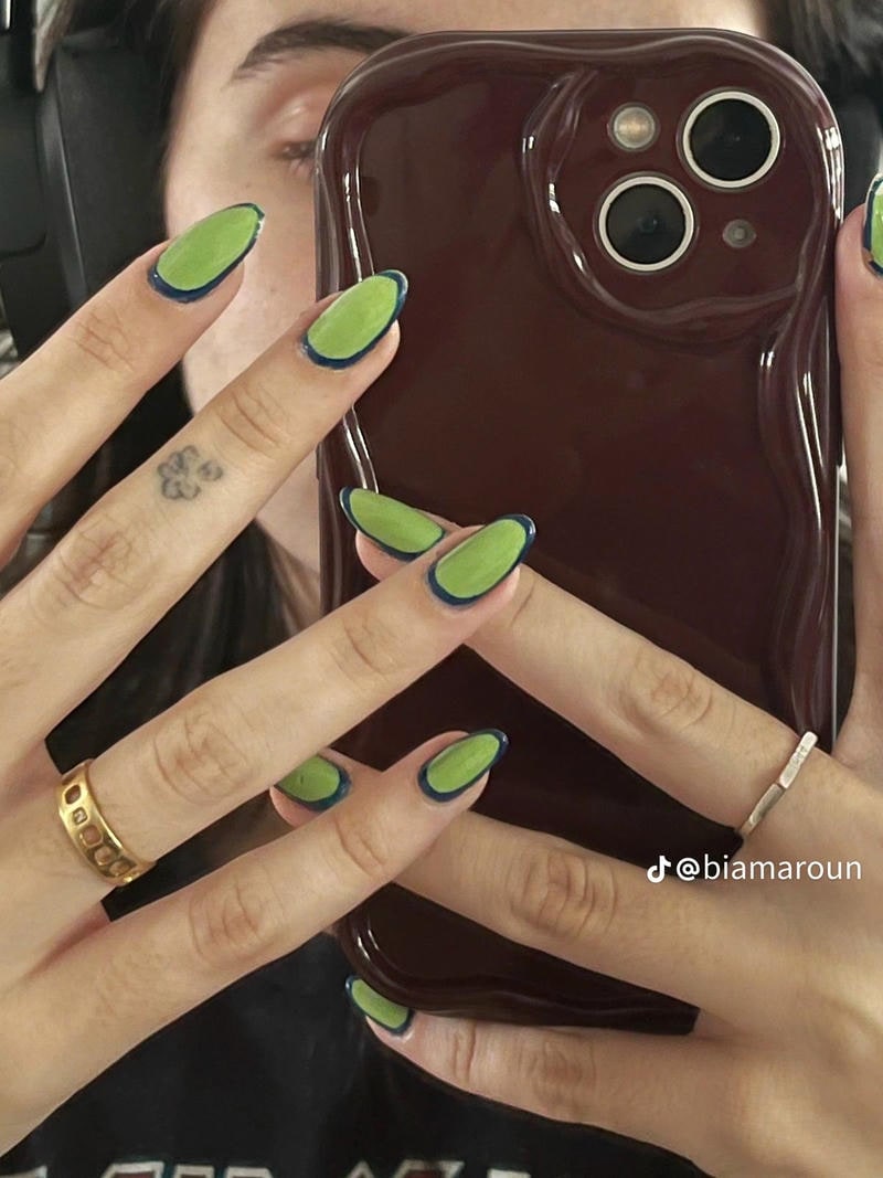 nail tay màu xanh lá cực đáng yêu