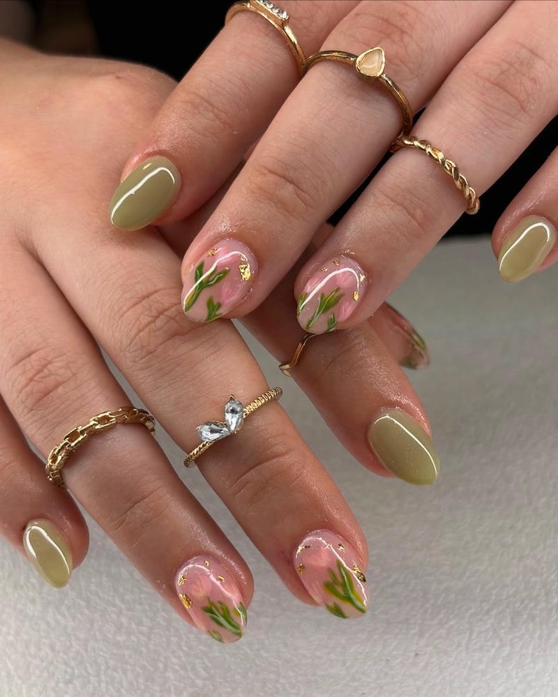 nail tay màu xanh lá cực đẹp